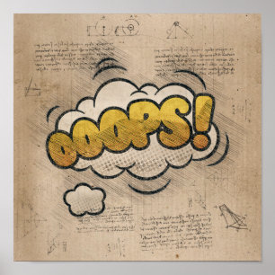 Póster ¡OOPS! Historieta vintage libro Steampunk Pop Art