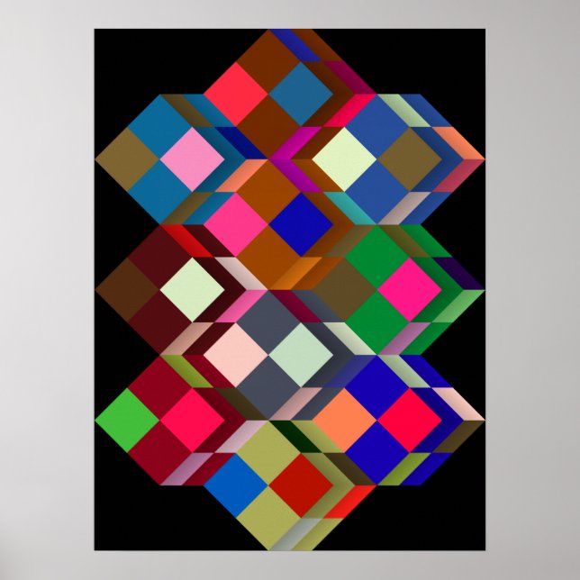 Póster Op-Art (arte geométrico óptico) tamaño estándar (Frente)