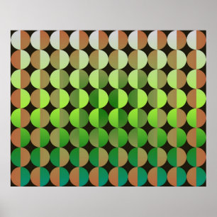 Póster Op Art Big Circles By Half Orange And Green