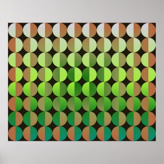 Póster Op Art Big Circles By Half Orange And Green