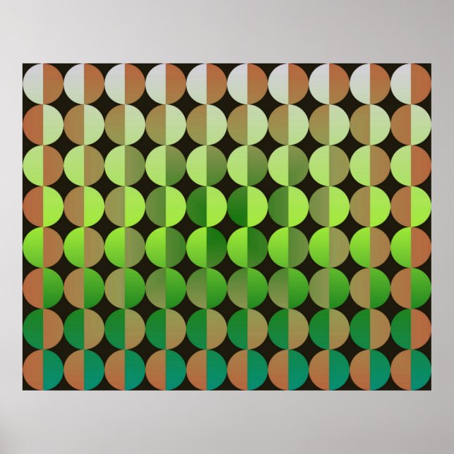 Póster Op Art Big Circles By Half Orange And Green (Frente)