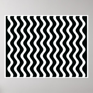 Póster Op Art Black and White Waves Dos