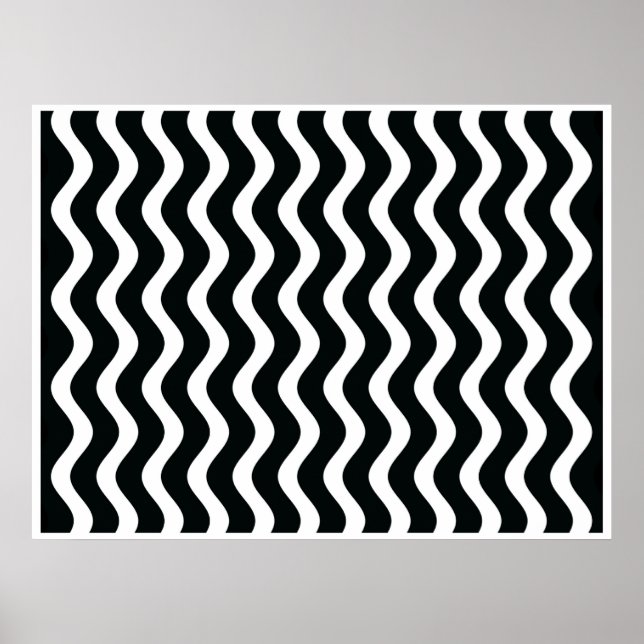 Póster Op Art Black and White Waves Dos (Frente)