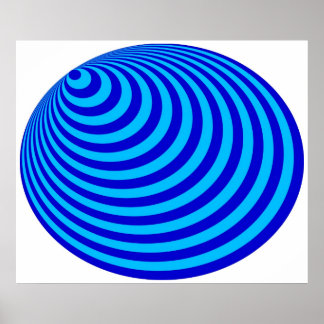 Póster Op Art Bullseye Azul púrpura excéntrico