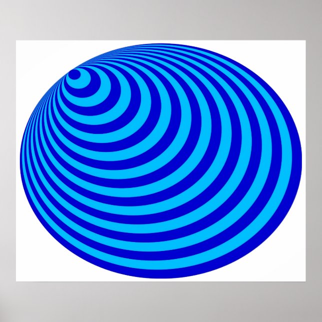 Póster Op Art Bullseye Azul púrpura excéntrico (Frente)