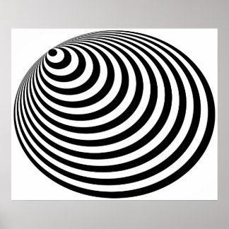 Póster Op Art Bullseye Excéntrico Blanco Negro