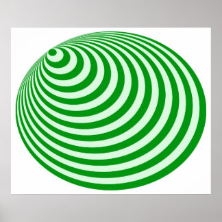 Póster Op Art Bullseye Excéntrico Verde Verde Profundo