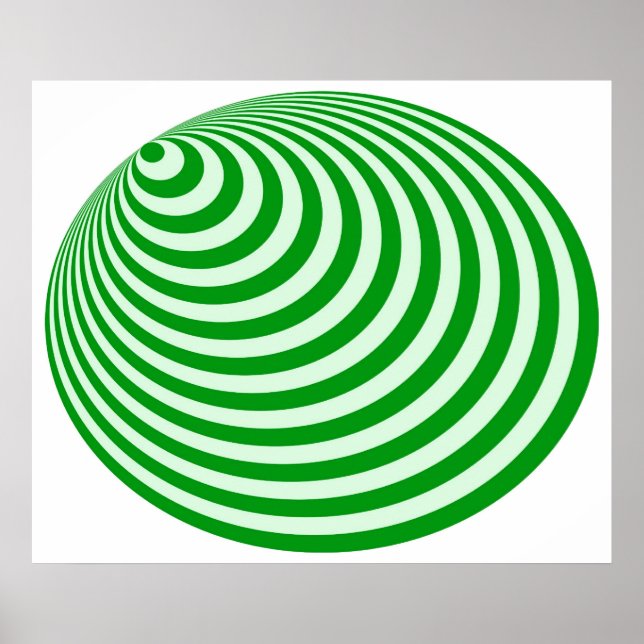 Póster Op Art Bullseye Excéntrico Verde Verde Profundo (Frente)