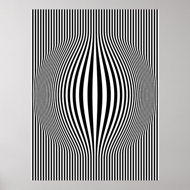 Póster Op Art Bulting Vertical Stripes Black and White (Frente)