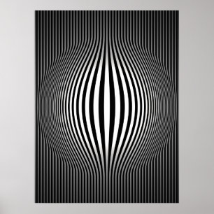 Póster Op Art Bulting Vertical Stripes Black and White 2