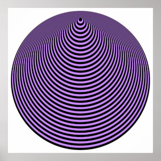 Póster Op Art Círculos Concéntricos Violeta Sobre Negro