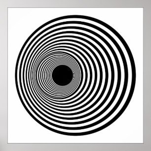 Póster Op Art Círculos horizontales Black and White 01