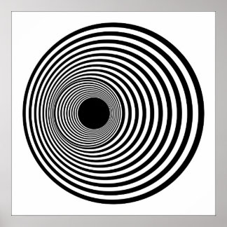 Póster Op Art Círculos horizontales Black and White 01