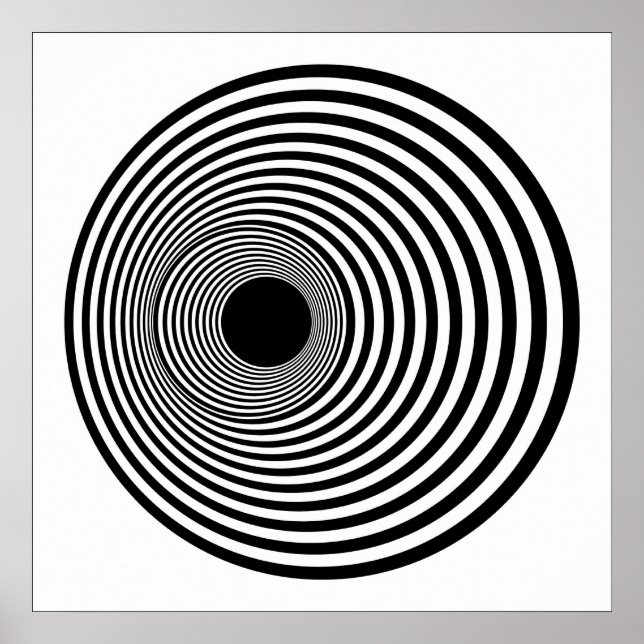 Póster Op Art Círculos horizontales Black and White 01 (Frente)