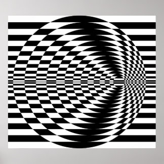 Póster Op Art Contrastando Círculos Concéntricos 01