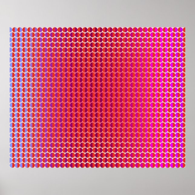Póster Op Art Frente A La Violeta Roja Fuchsia (Frente)