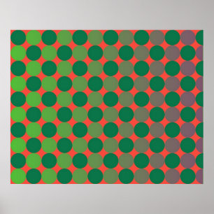 Póster Op Art Gradiente Círculos Rojo Y Verde