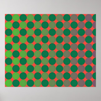 Póster Op Art Gradiente Círculos Rojo Y Verde