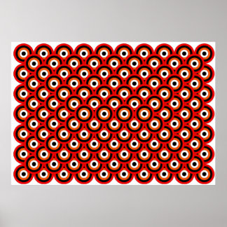Póster Op Art Mil Ojos Naranja Rojo Blanco Negro