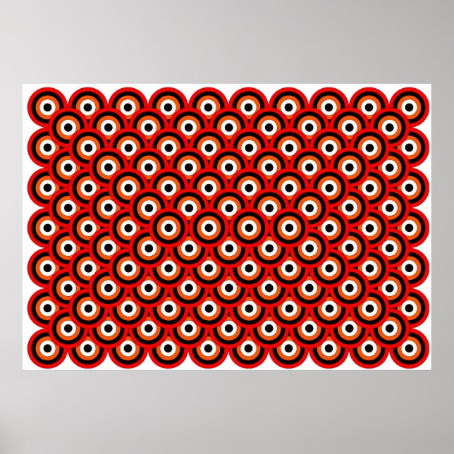 Póster Op Art Mil Ojos Naranja Rojo Blanco Negro (Frente)