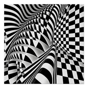 Póster Op-Art Negro Y Blanco