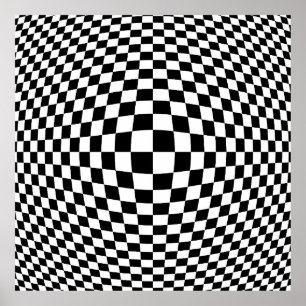 Póster Op Art negro y blanco controlado