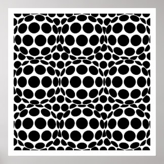 Póster Op Art Spots and Spheres - Blanco y negro