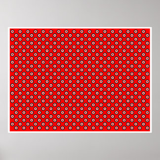 Póster Op Art Vibrante Círculos Rojo Blanco Negro Bkg
