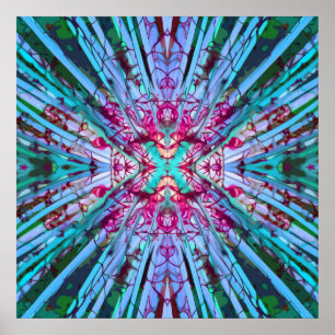 Póster Op Art Yucca en turquesa