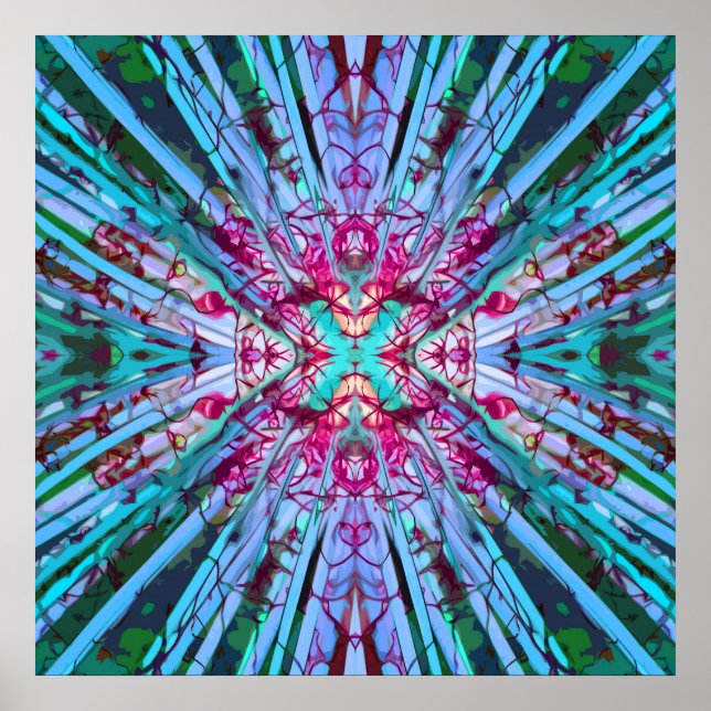 Póster Op Art Yucca en turquesa (Frente)