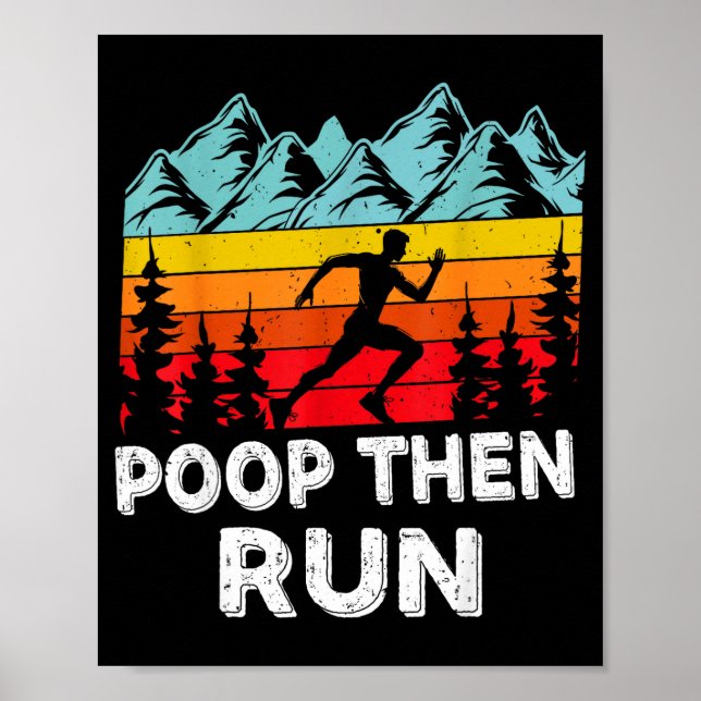 Póster Op Then Run Funny Running Quotes For Marathon Runn (Frente)