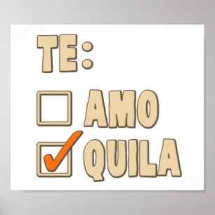 Póster Opción del español del Tequila de Te Amo