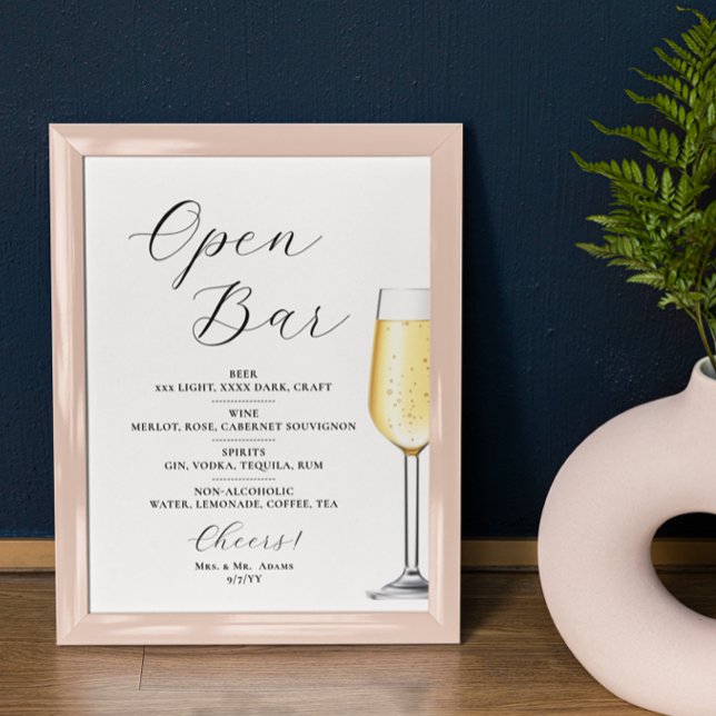 Póster Open bar Menu wedding sign Poster (Subido por el creador)