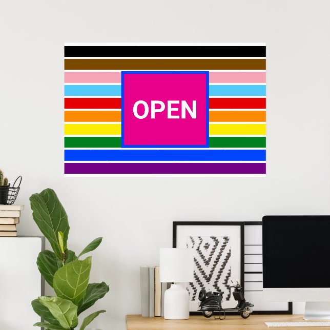 Póster Open Pride Ally Rainbow Progress LGBTQ (Oficina en casa)