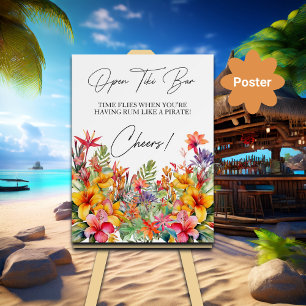 Póster Open Tiki Bar Tropical Luau