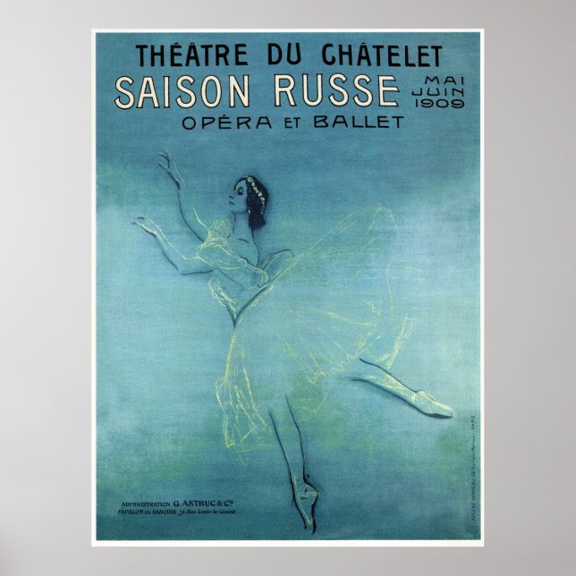 PÓSTER OPERA & BALLET - TEMPORADA RUSA - PARÍS 1909 (Frente)