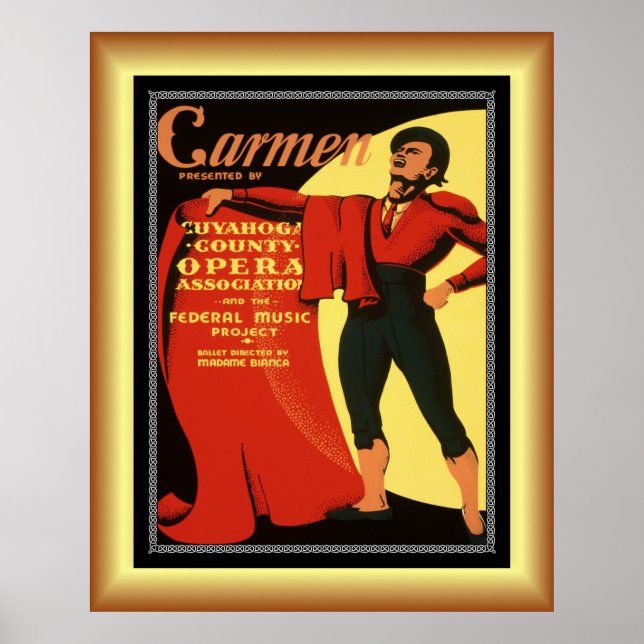 Póster Opera ~ Carmen ~ Toreador Canción ~ 1939 ~ (Frente)