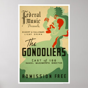 Póster Ópera de los gondoleros WPA 1937