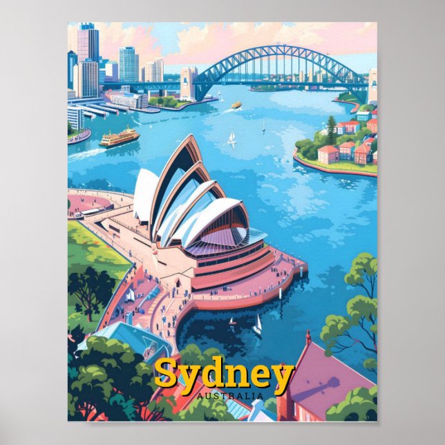 Póster Ópera de Sídney Viaje artístico de Australia (Frente)