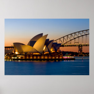 Póster Ópera de Sidney y puente sobre el puerto de Sidney