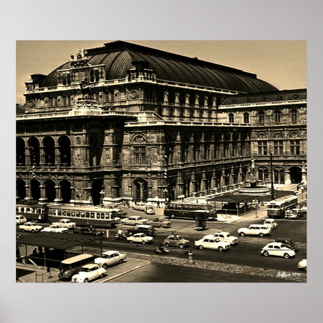 Póster Ópera Staatsoper de Viena Austria Vintage (Frente)