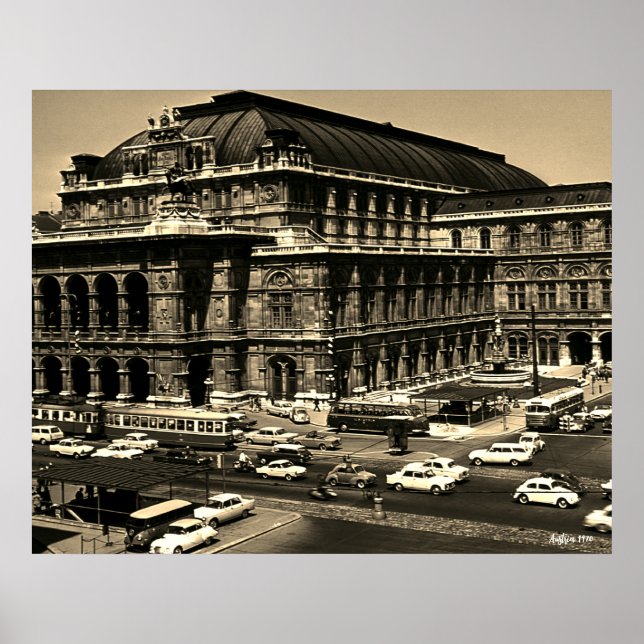 Póster ópera Staatsoper de Viena Austria Vintage (Frente)