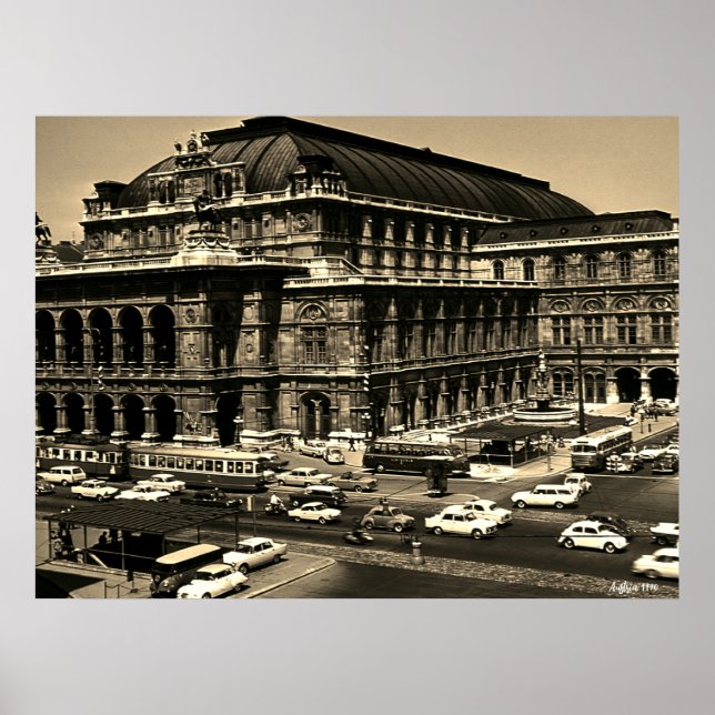 Póster Ópera Staatsoper de Viena Austria Vintage (Frente)