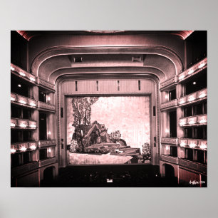 Póster Ópera Staatsoper de Viena Austria vintage interior