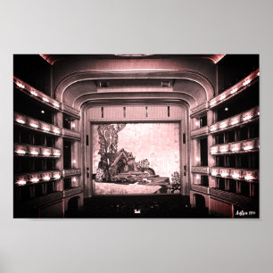 Póster Ópera Staatsoper de Viena Austria Vintage interior