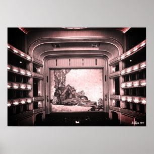 Póster Ópera Staatsoper de Viena Austria Vintage interior