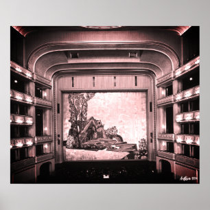 Póster Ópera Staatsoper de Viena Austria vintage interior