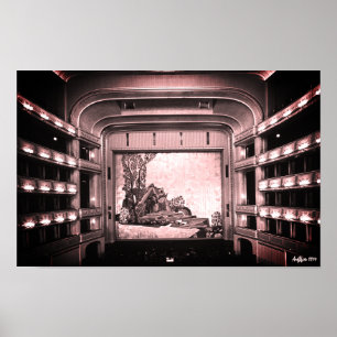 Póster Ópera Staatsoper de Viena Austria Vintage interior