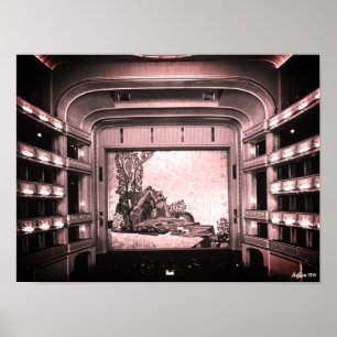 Póster Ópera Staatsoper de Viena Austria vintage interior