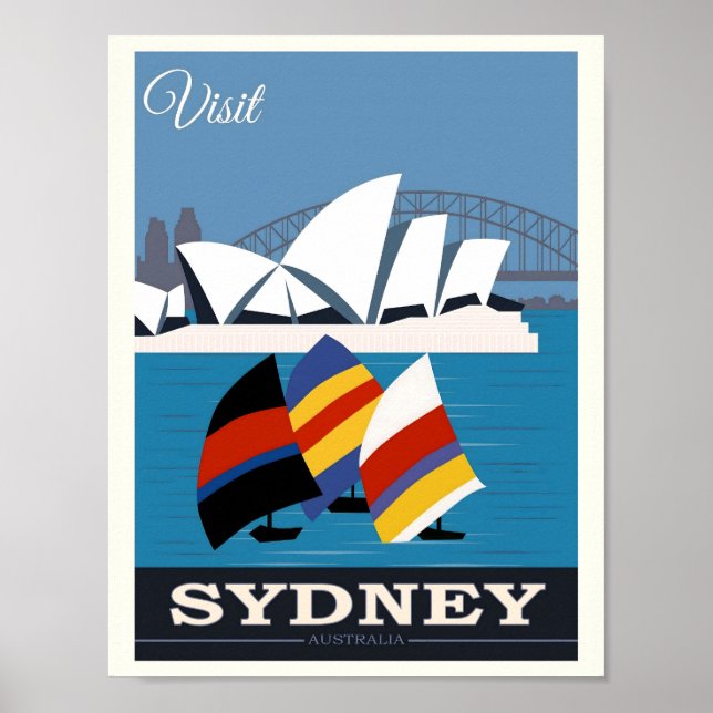 Póster Ópera y puente del puerto de Sydney, viajes (Frente)